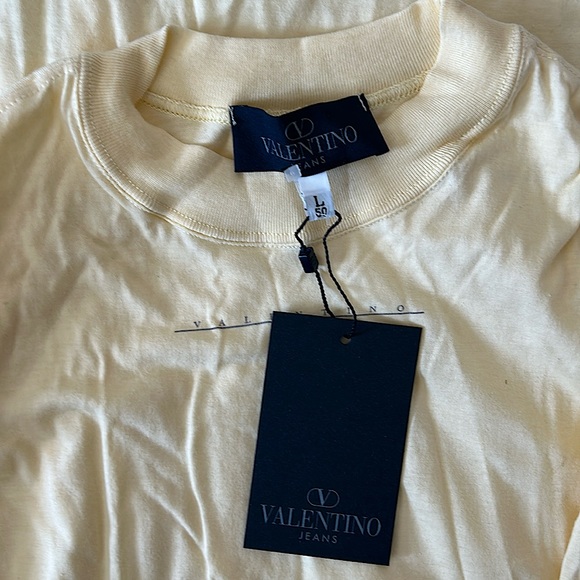 Valentino Jeans NWT Logo Yellow Short Sleeve T-shirt Top **Size 50/L** - Picture 5 of 6